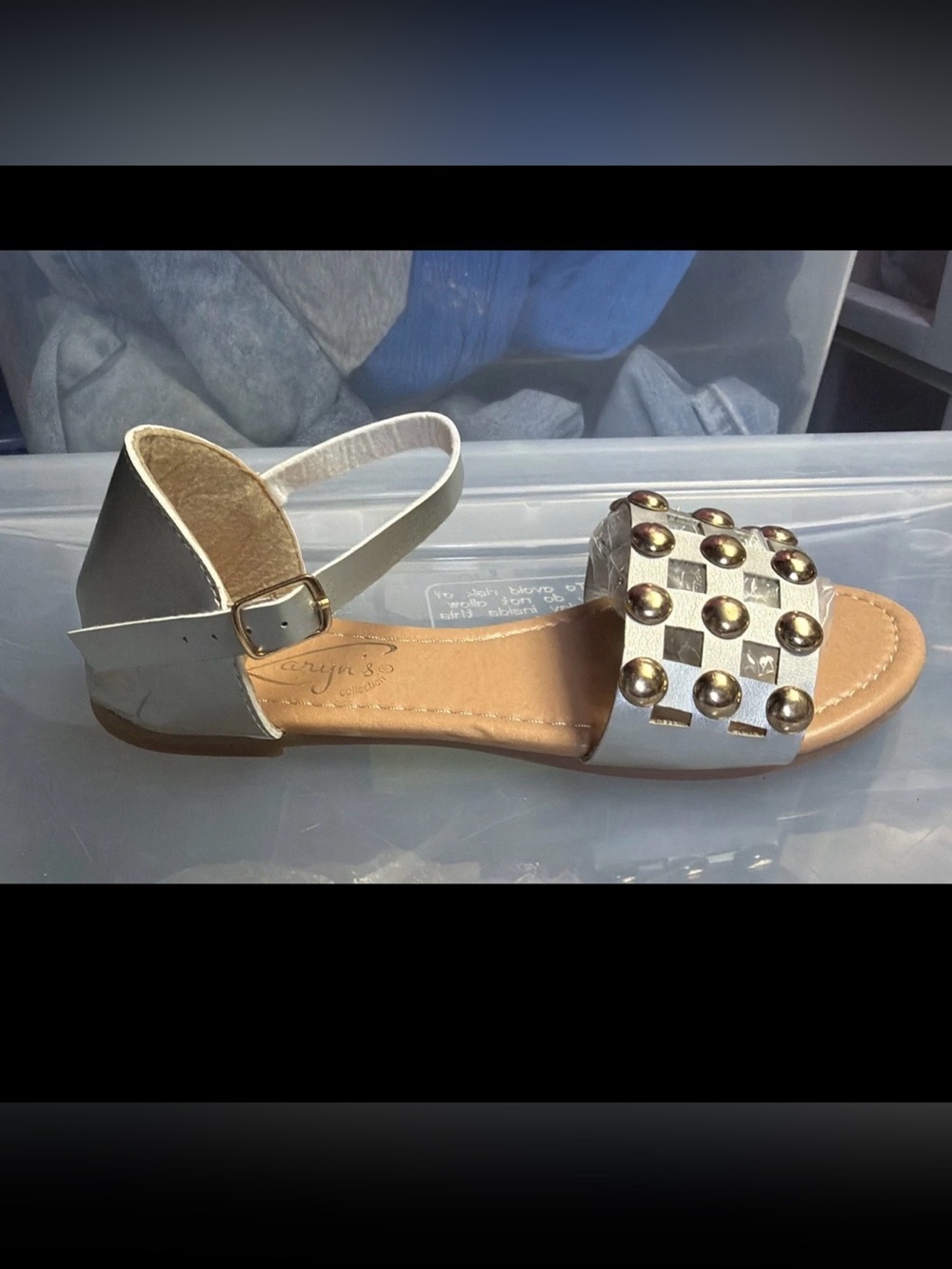 Karyn’s Collection Women’s Slingback Flat Sandals Silver Studded Size 6 M US